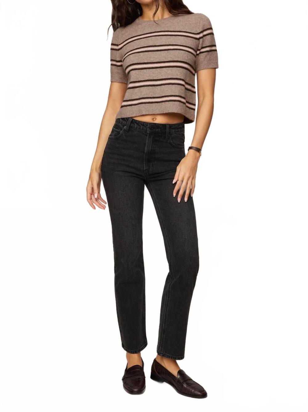 NEW Z SUPPLY gatewood stripe sweater in heather ash